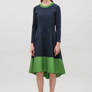 Cos Navy Blue with Green trim Dress